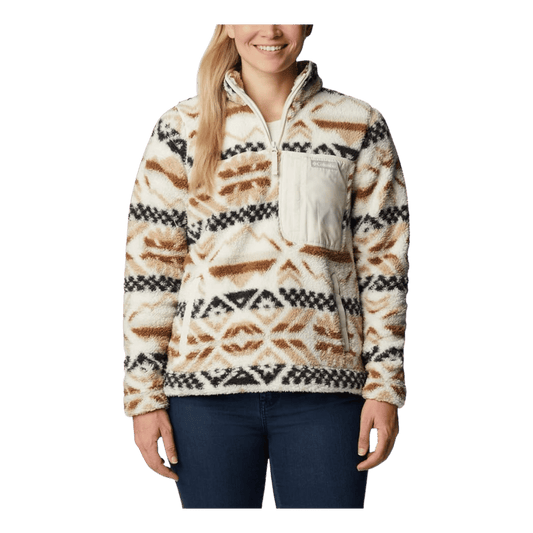 COLUMBIA WOMEN'S WEST BEND 1/4 ZIP PULLOVER - CHALK CHECKERED - FRONT VIEW