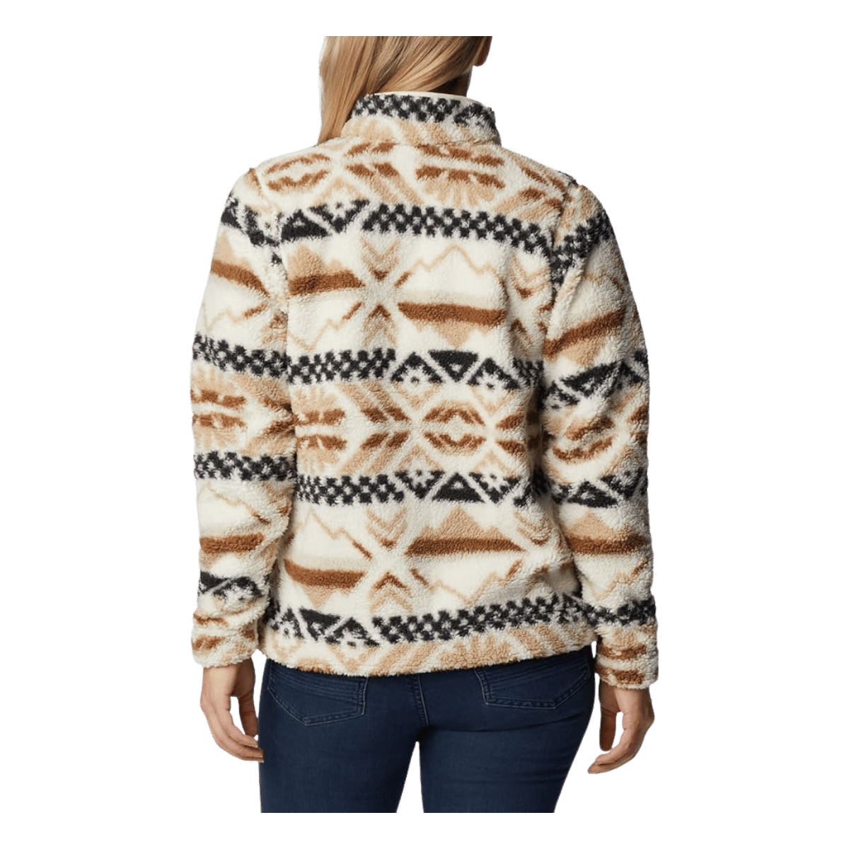 COLUMBIA WOMEN'S WEST BEND 1/4 ZIP PULLOVER - CHALK CHECKERED - BACK VIEW
