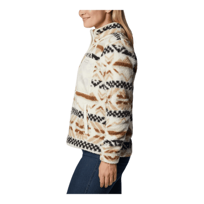 COLUMBIA WOMEN'S WEST BEND 1/4 ZIP PULLOVER - CHALK CHECKERED - SIDE VIEW