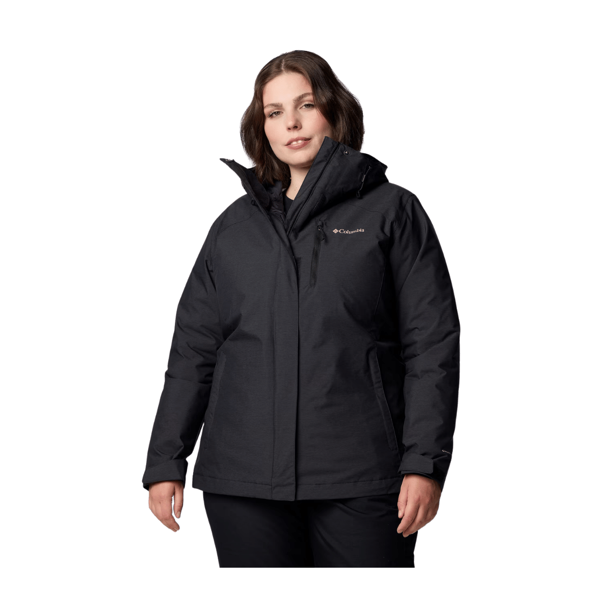 COLUMBIA WOMEN'S WHIRLIBIRD V INTERCHANGE JACKET - PLUS SIZE - BLACK - FRONT VIEW