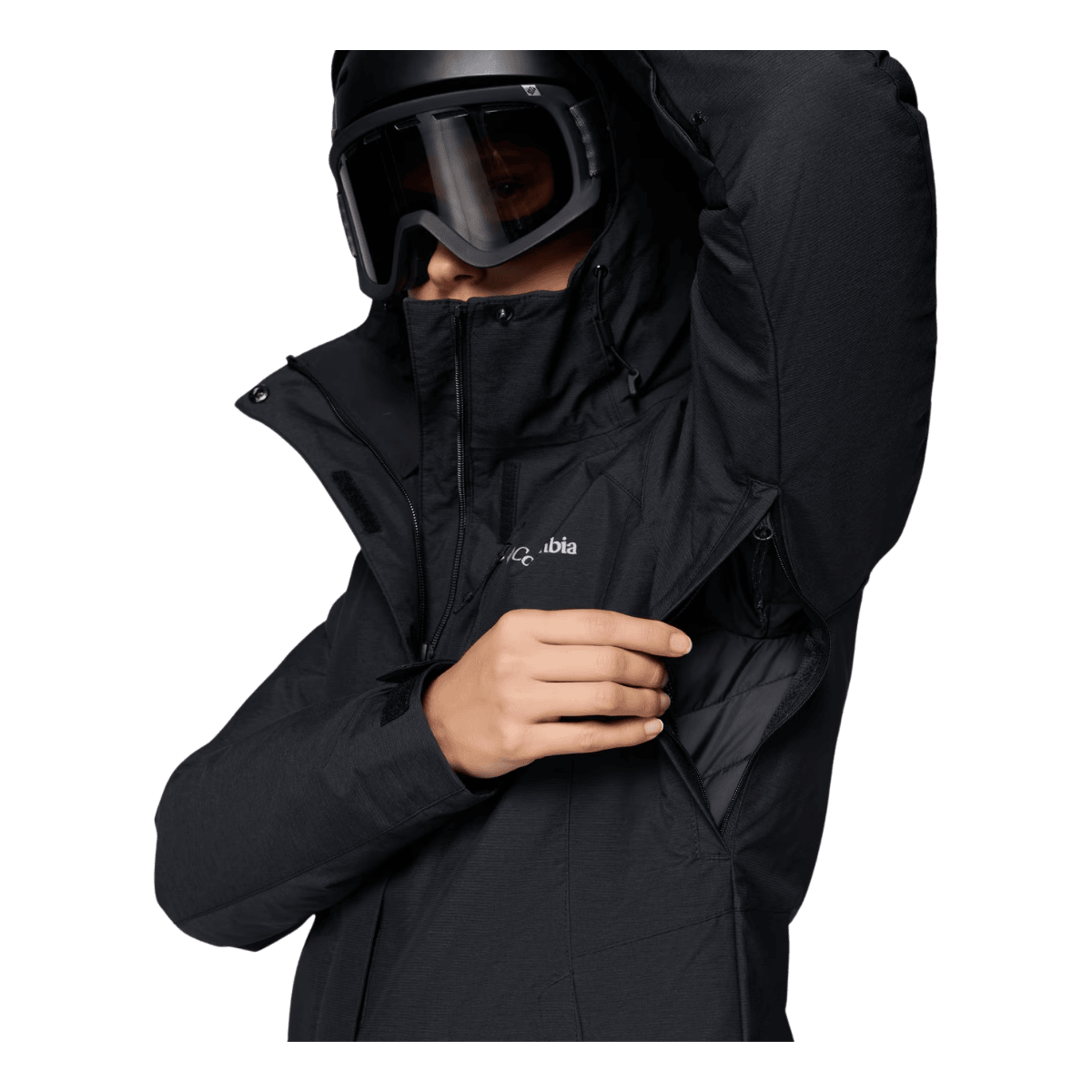 COLUMBIA WOMEN'S WHIRLIBIRD V INTERCHANGE JACKET - BLACK - CLOSE-UP SIDE VIEW