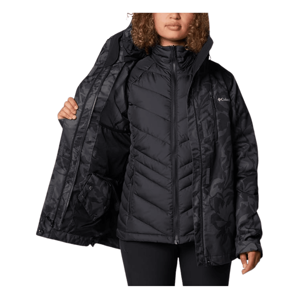 COLUMBIA WOMEN'S WHIRLIBIRD V PRNT INTERCHANGE JACKET - SHARK LEAFALL - INNER VIEW