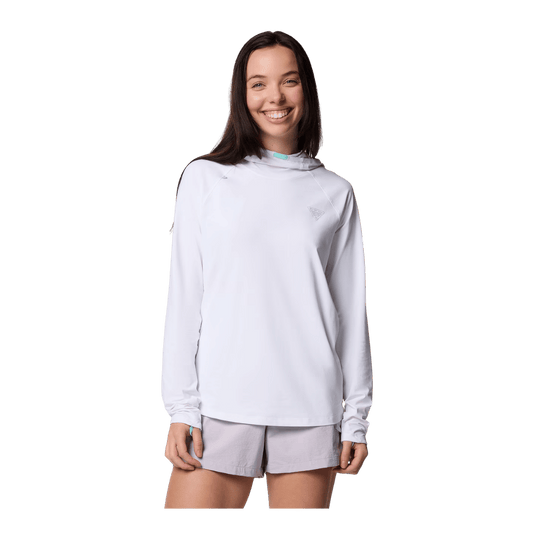 COLUMBIA WOMEN'S WILD CAST SUN HOODIE - WHITE - FRONT VIEW