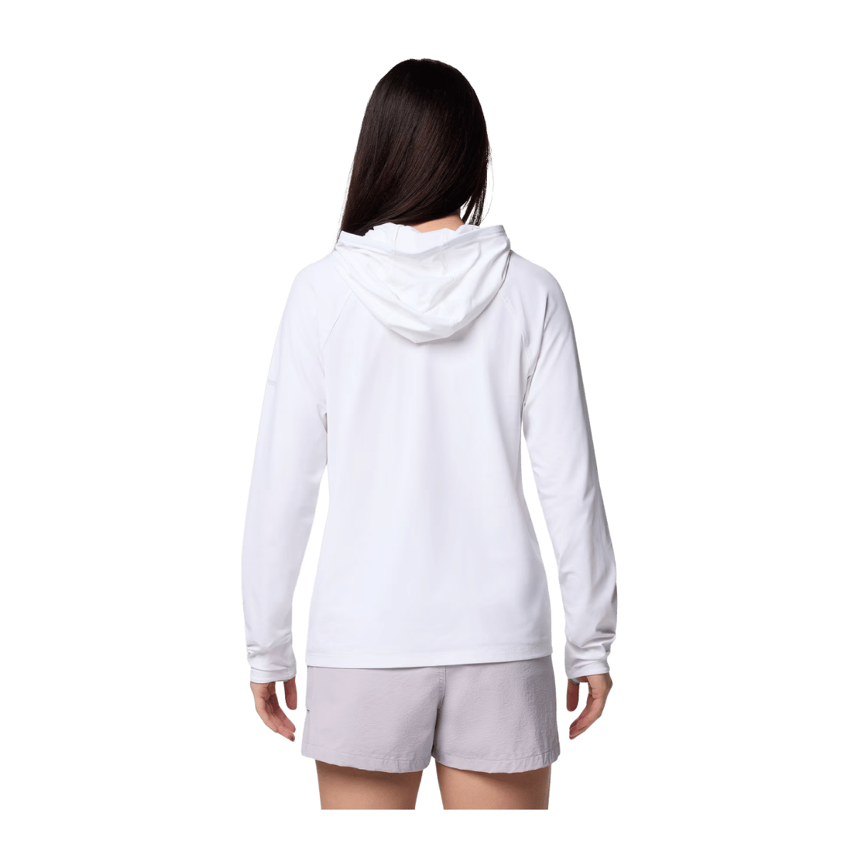 COLUMBIA WOMEN'S WILD CAST SUN HOODIE - WHITE - BACK VIEW