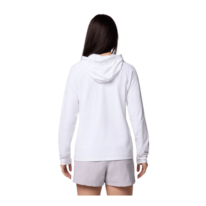 COLUMBIA WOMEN'S WILD CAST SUN HOODIE - WHITE - BACK VIEW