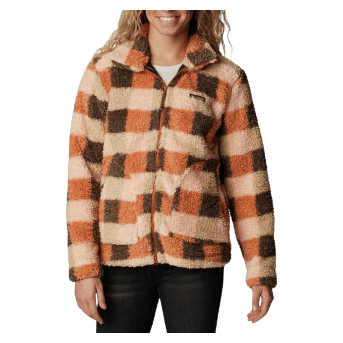 COLUMBIA WOMEN'S WINTER PASS SHERPA FULL ZIP - WARM COPPER - FRONT VIEW