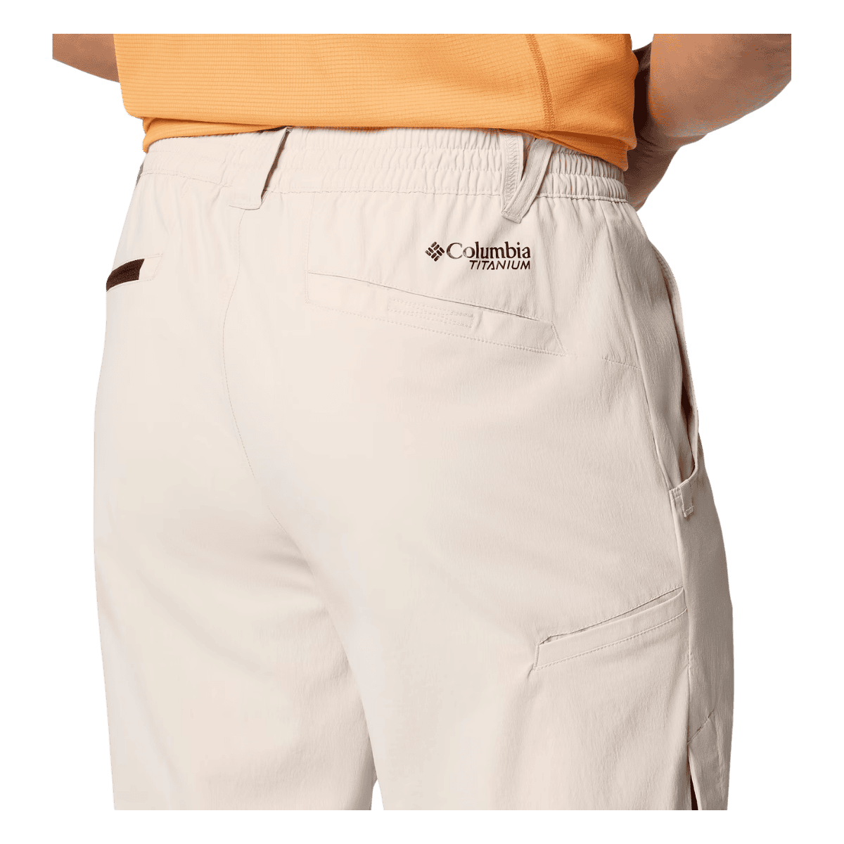 COLUMBIA MEN'S WANOGA PRO VENT PANTS - DARK STONE - CLOSE-UP BACK VIEW