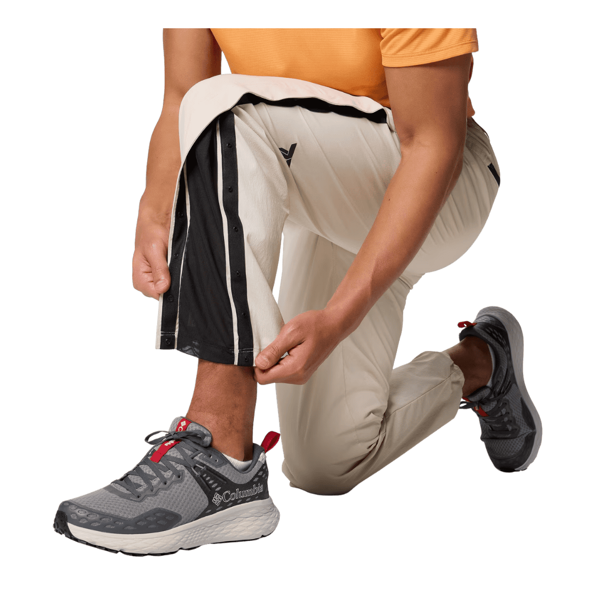 COLUMBIA MEN'S WANOGA PRO VENT PANTS - DARK STONE - ANKLE VIEW