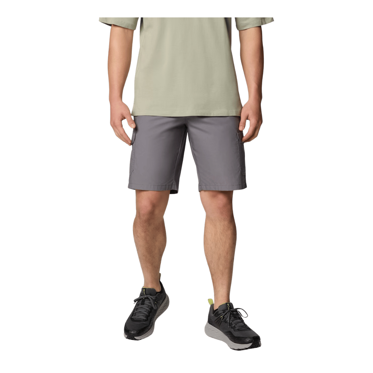 COLUMBIA MEN'S WASHED OUT CARGO SHORTS II 10" - CITY GREY - FRONT VIEW