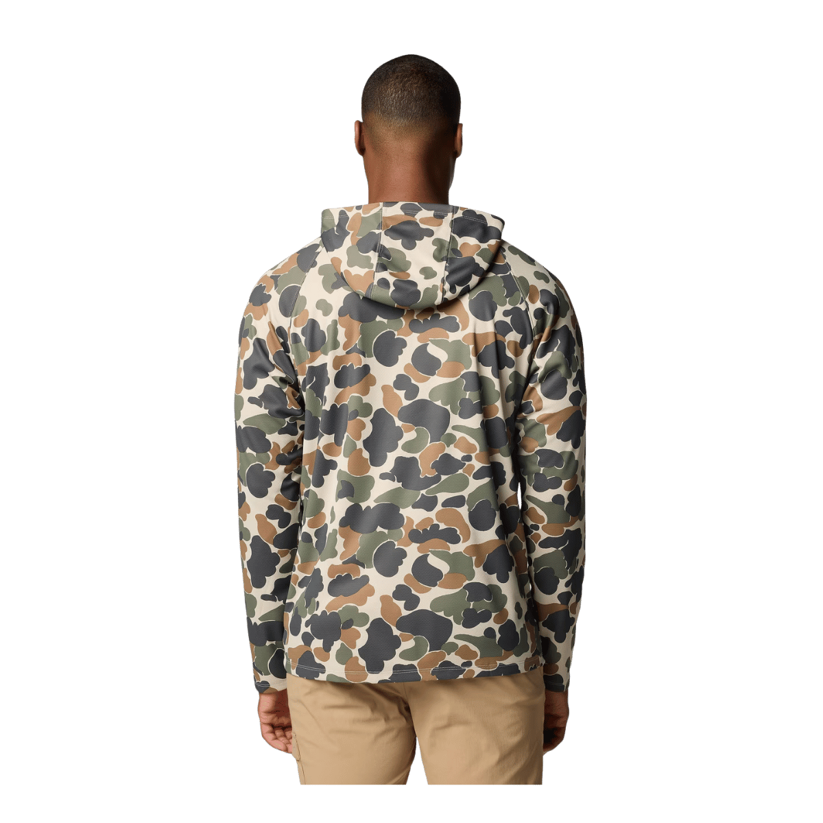 COLUMBIA MEN'S WILD CAST CAMP HOODIE -FOSSIL DELTAHUNTER - BACK VIEW