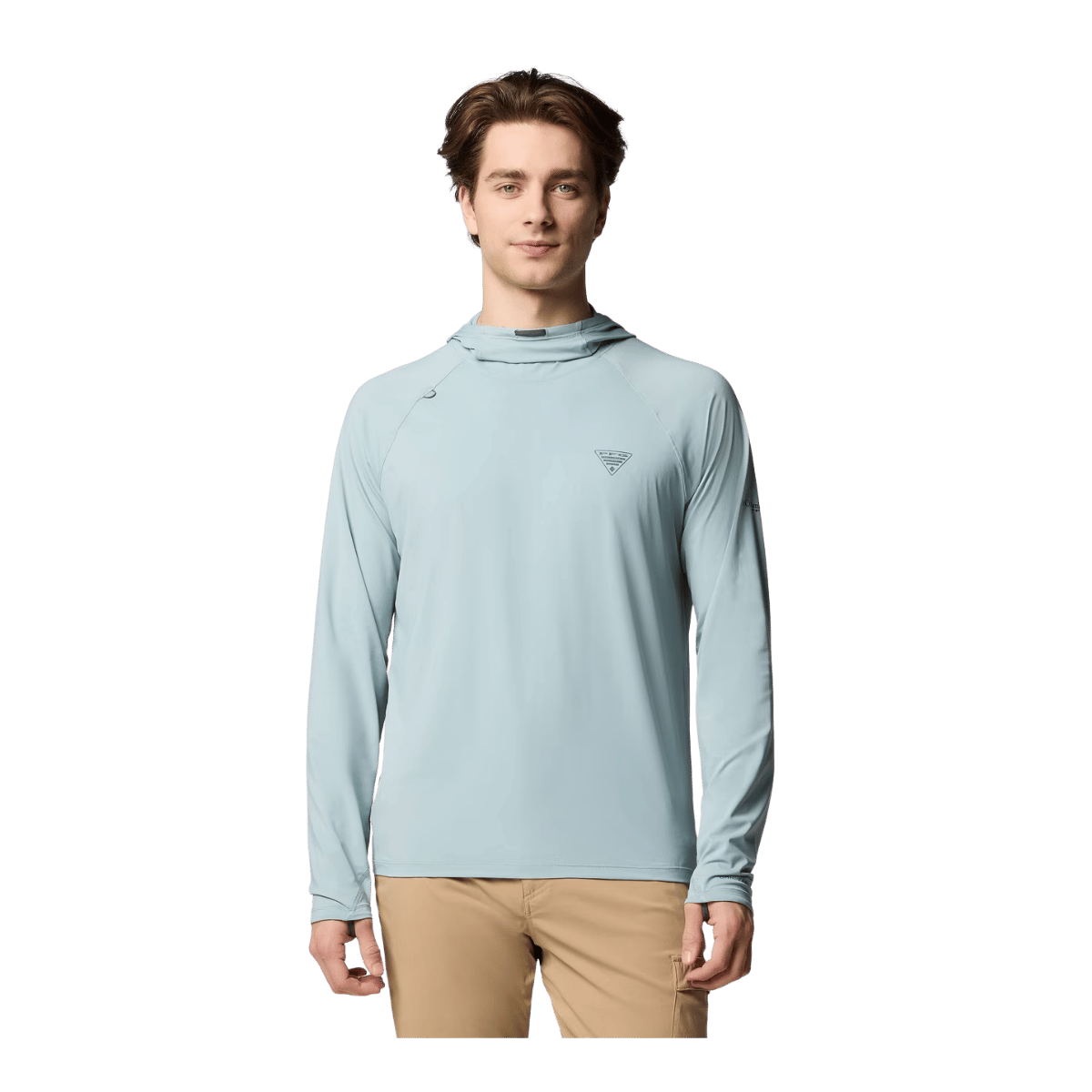 COLUMBIA MEN'S WILD CAST SUN HOODIE - CRUSHED BLUE - FRONT VIEW