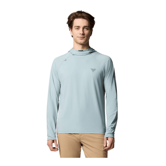 COLUMBIA MEN'S WILD CAST SUN HOODIE - CRUSHED BLUE - FRONT VIEW