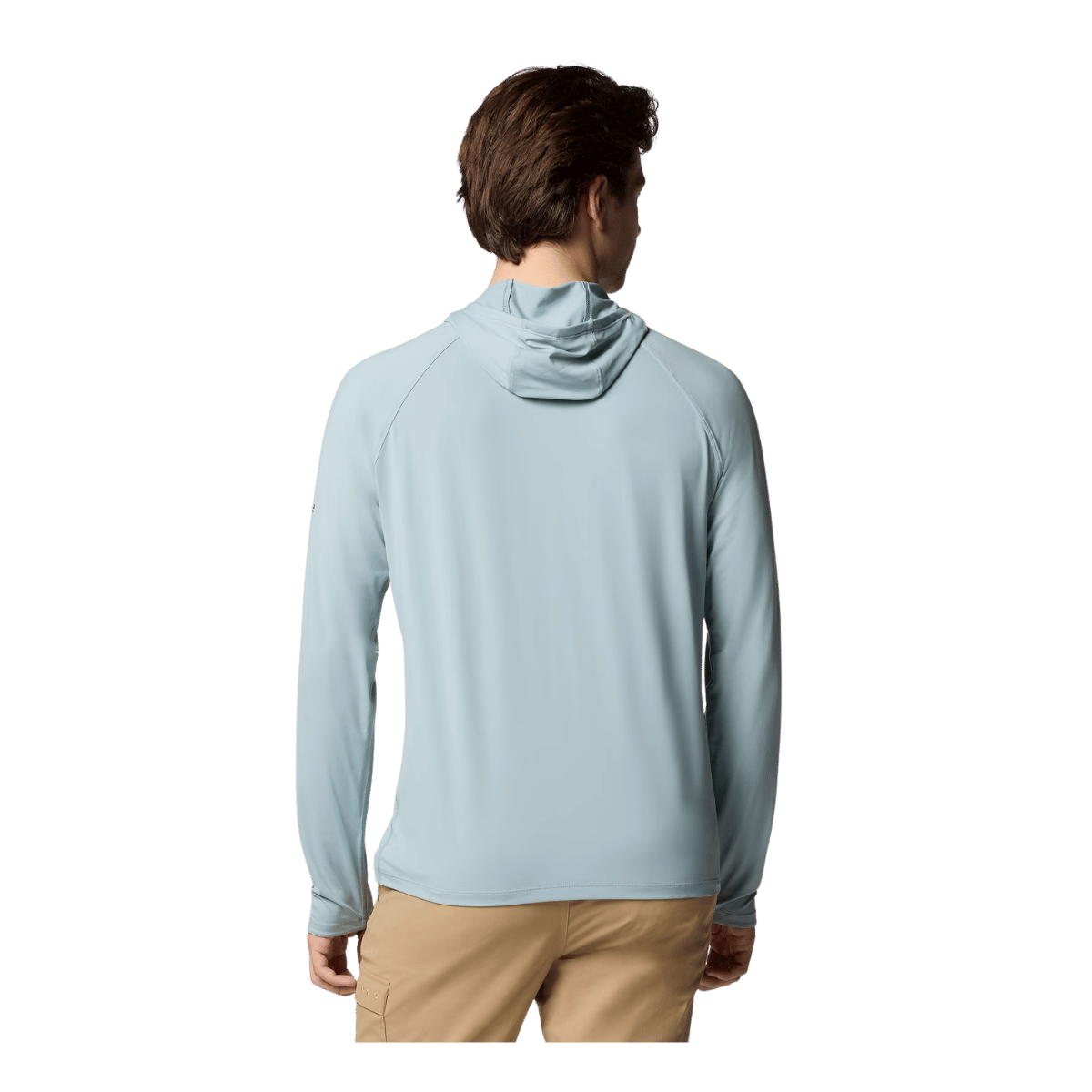 COLUMBIA MEN'S WILD CAST SUN HOODIE - CRUSHED BLUE - BACK VIEW