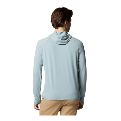 COLUMBIA MEN'S WILD CAST SUN HOODIE - CRUSHED BLUE - BACK VIEW