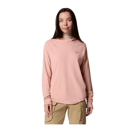 COLUMBIA WOMEN'S WILD CAST SUN HOODIE - FAUX PINK - FRONT VIEW