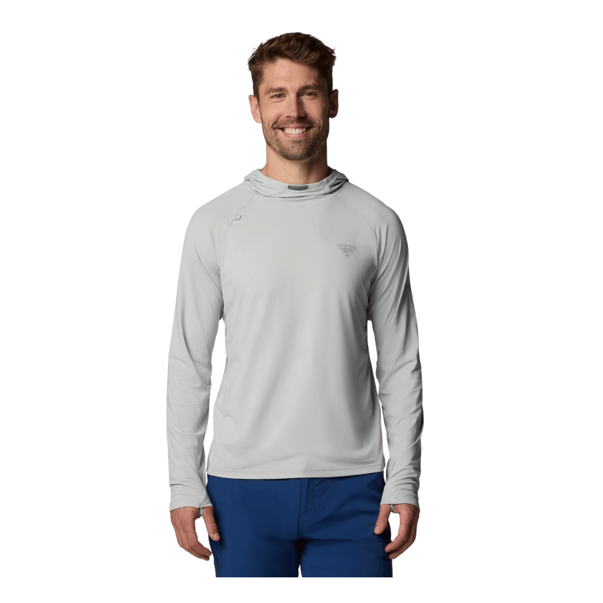 COLUMBIA MEN'S WILD CAST SUN HOODIE - COOL GREY - FRONT VIEW