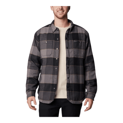 COLUMBIA MEN'S WINDWARD II SHIRT JACKET - BLACK MULTI WINDOWPANE - FRONT VIEW