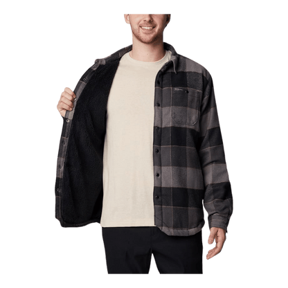 COLUMBIA MEN'S WINDWARD II SHIRT JACKET - BLACK MULTI WINDOWPANE - INNER VIEW
