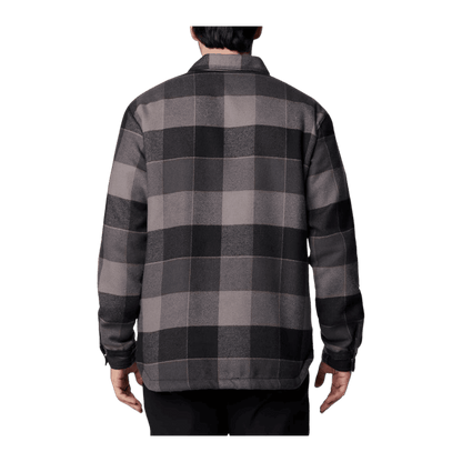 COLUMBIA MEN'S WINDWARD II SHIRT JACKET - BLACK MULTI WINDOWPANE - BACK VIEW