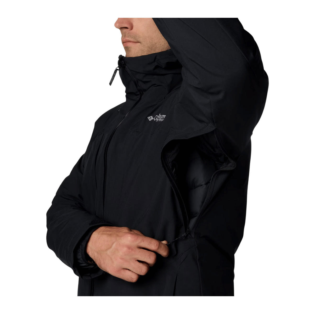 COLUMBIA MEN'S WINTER DISTRICT II INTERCHANGE JACKET - BLACK - SIDE VIEW