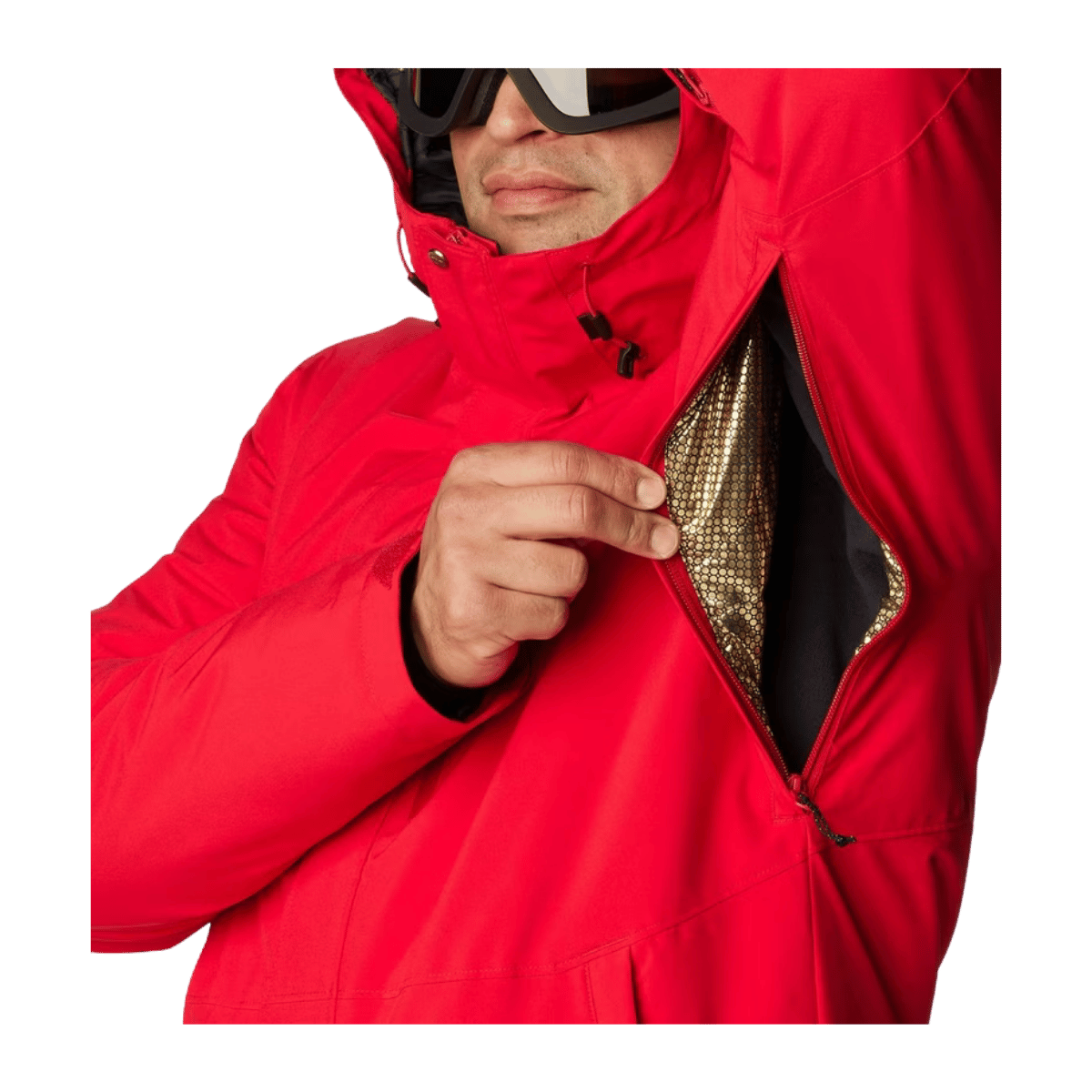 COLUMBIA MEN'S WINTER DISTRICT II JACKET - MOUNTAIN RED  - CLOSE-UP SIDE VIEW