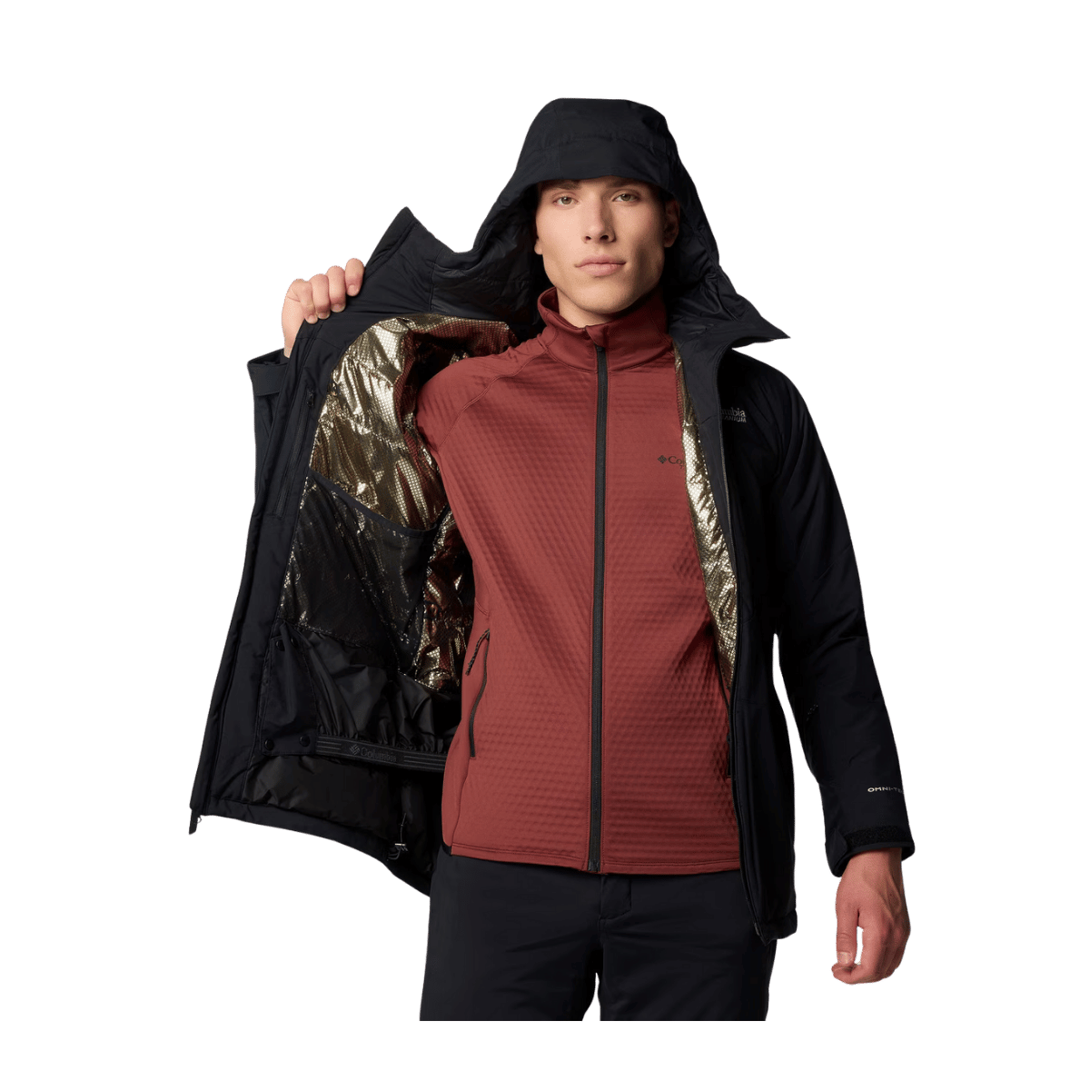 COLUMBIA MEN'S WINTER DISTRICT III JACKET - BLACK – INSIDE LINING VIEW