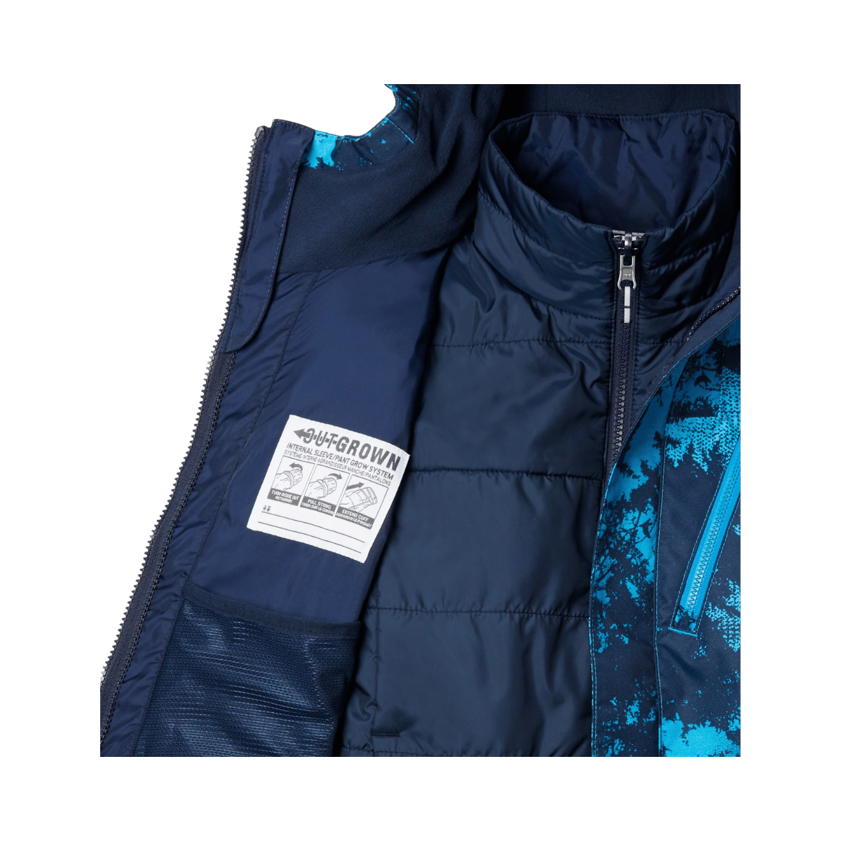 COLUMBIA BOYS' WHIRLIBIRD II JACKET - COMPASS BLUE - CLOSE-UP VIEW