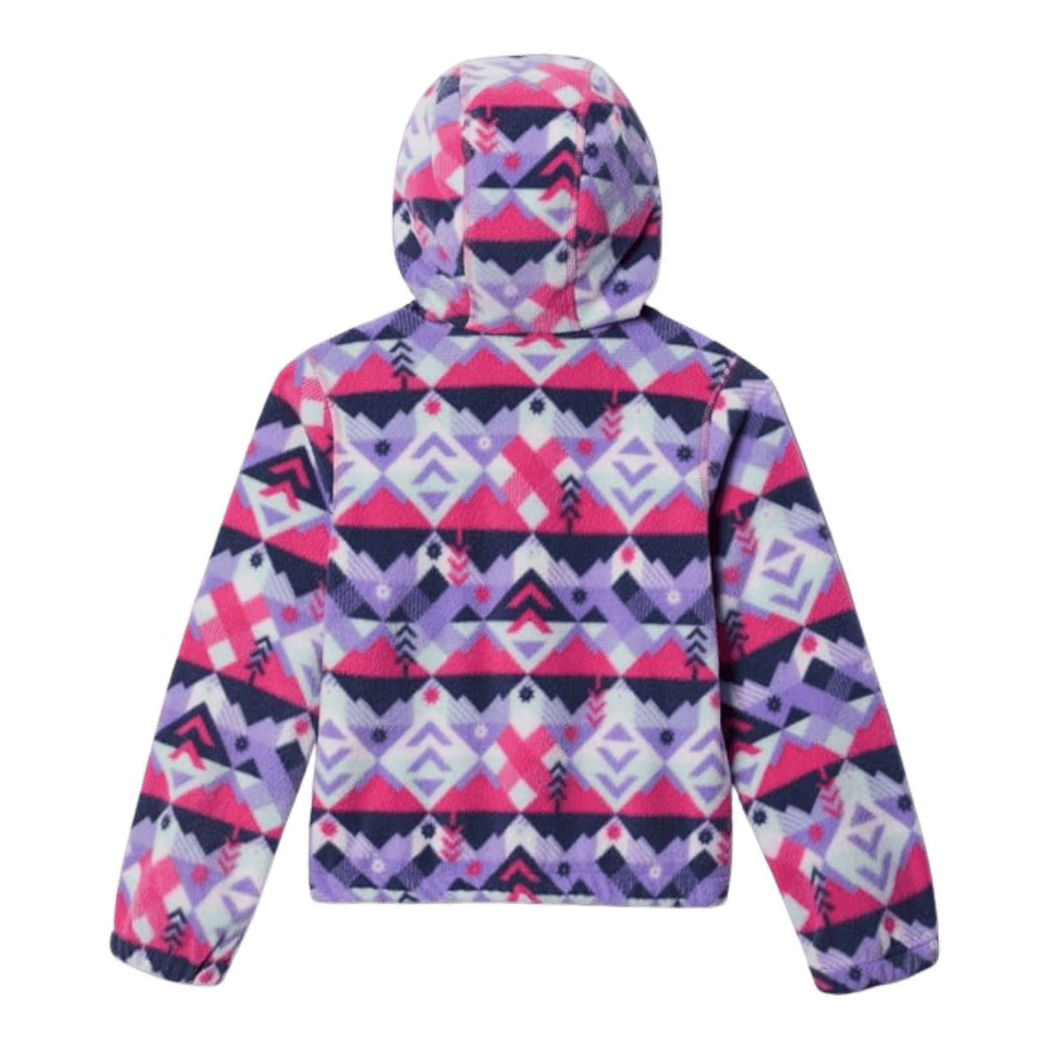 COLUMBIA YOUTH GIRLS' BENTON SPRINGS HOODED HALF ZIP - WHITE CHECKPOINT - BACK VIEW