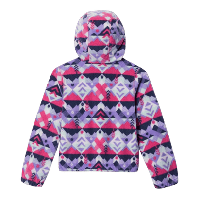 COLUMBIA YOUTH GIRLS' BENTON SPRINGS HOODED HALF ZIP - WHITE CHECKPOINT - BACK VIEW