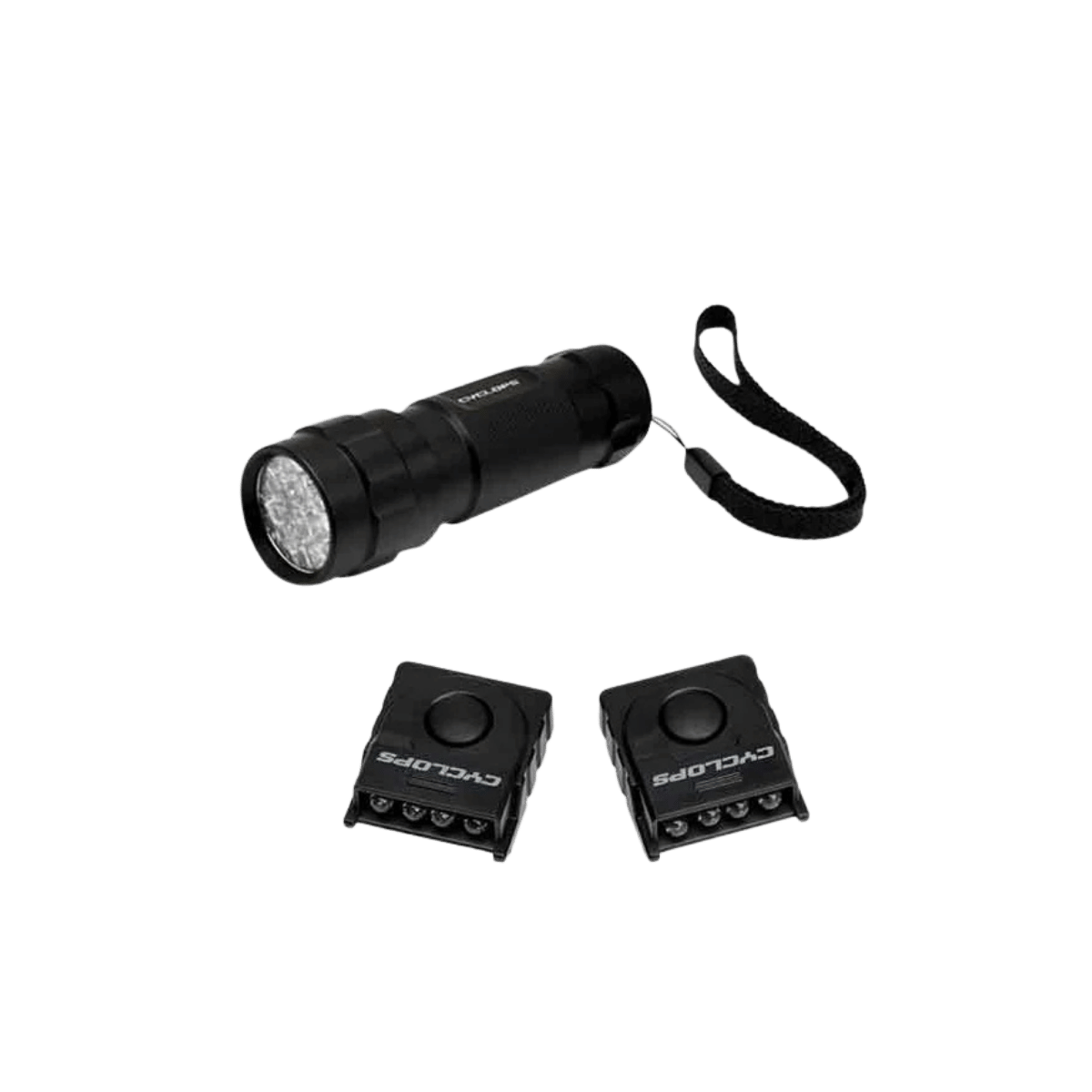 CYCLOPS LED FLASHLIGHT W/LED HAT CLIPS - BLACK