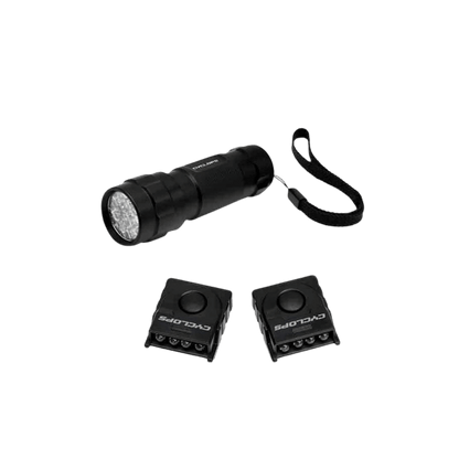 CYCLOPS LED FLASHLIGHT W/LED HAT CLIPS - BLACK