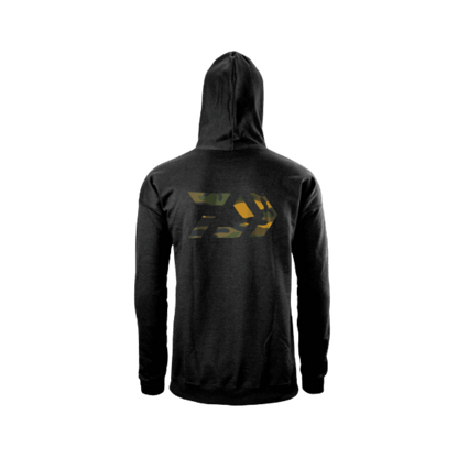 DAIWA D-VEC GREEN CAMO PRINT HOODIE - BLACK - BACK VIEW