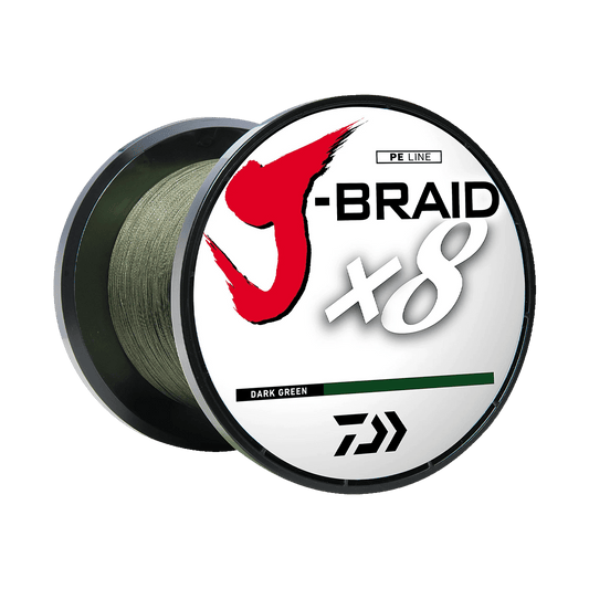 DAIWA J-BRAID X8 150YD BRAIDED LINE - DARK GREEN - LB TEST 30