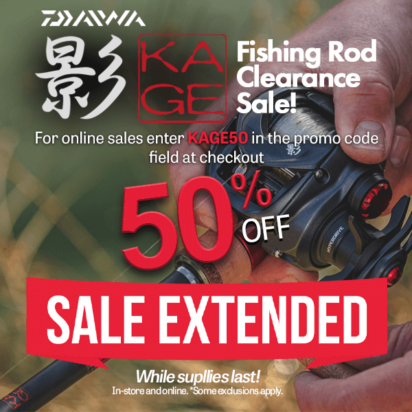 Get 50% Off Select Kage Fishing rods when you use promo code KAGE50 at checkout.