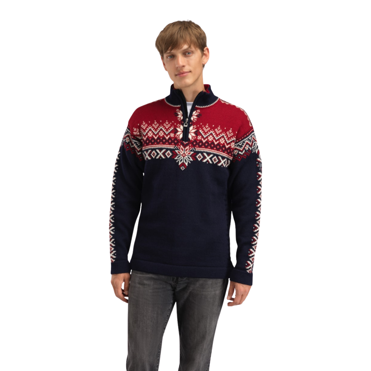 DALE OF NORWAY 140TH ANNIVERSARY FERN JACKET NAVY RED OFF WHITE