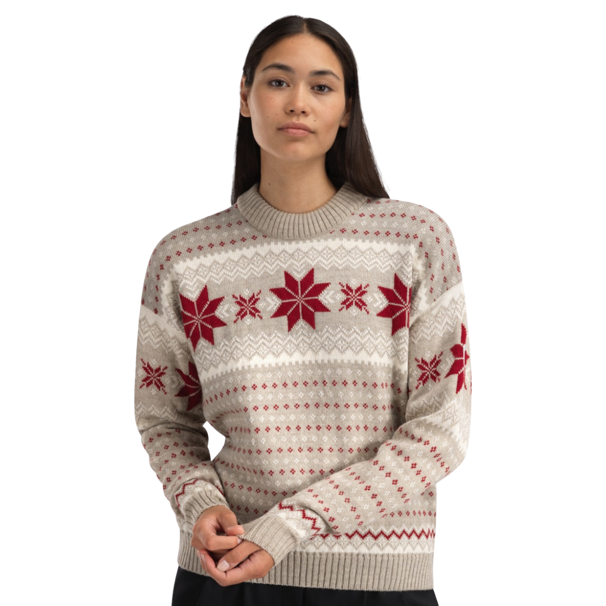 DALE OF NORWAY W EGERSUND SWEATER SAND OFF WHITE RED