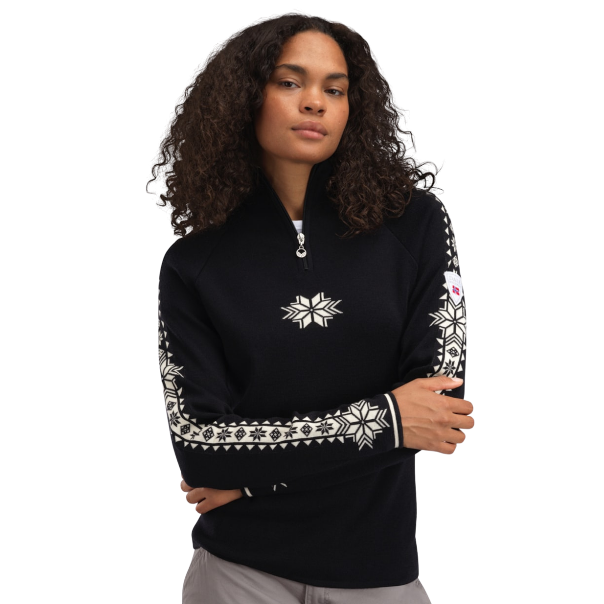 DALE OF NORWAY W GEILO FERN SWEATER OFF WHITE BLACK