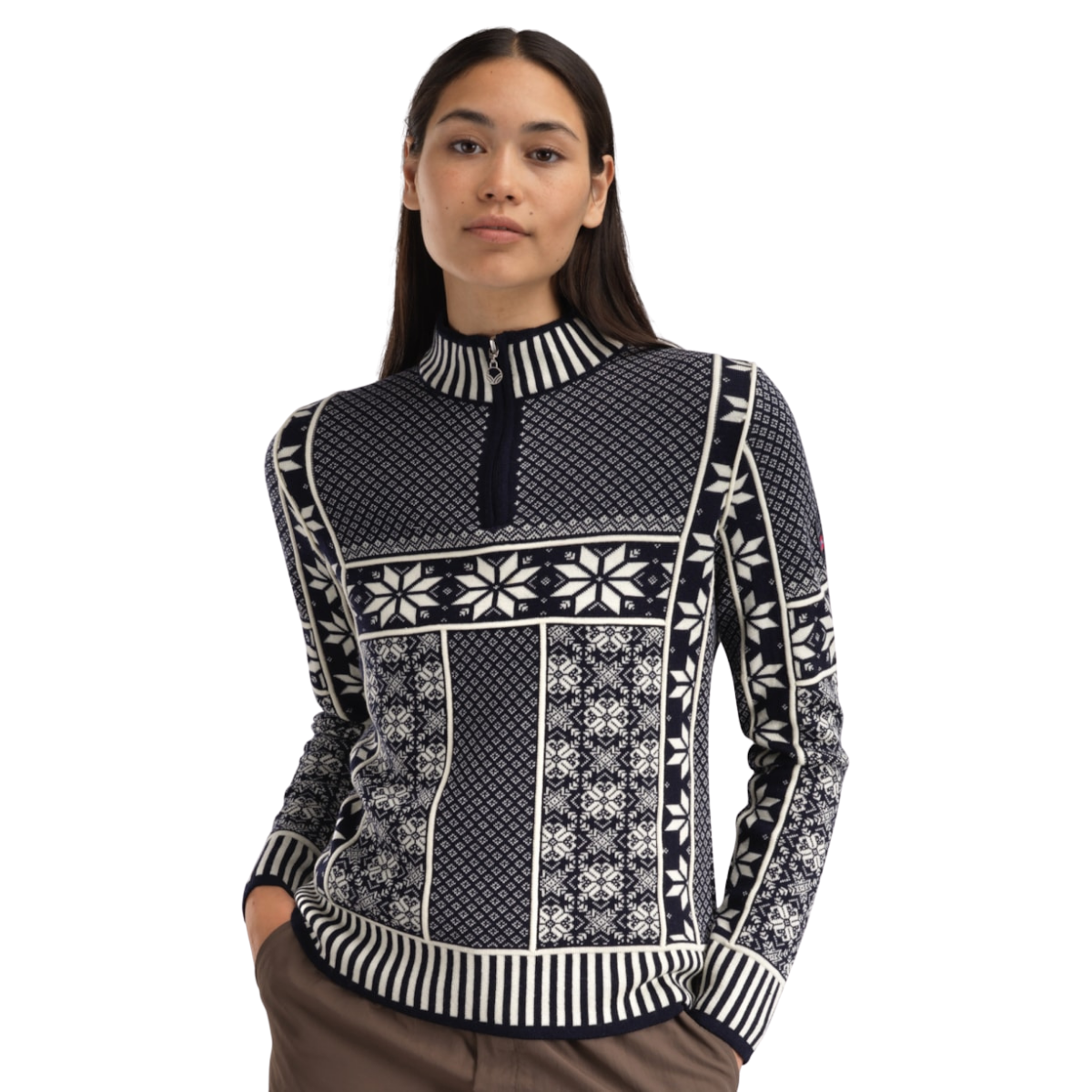 DALE OF NORWAY W VARDASEN SWEATER MARINE OFF WHITE