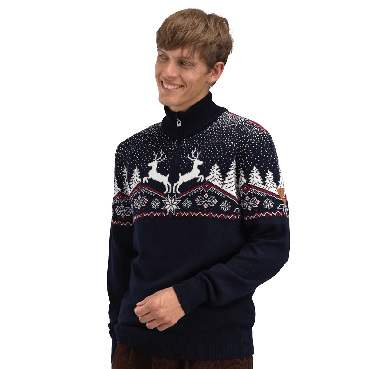 DALE OF NORWAY CHRISTMAS SWEATER - NAVY OFFWHITE REDROSE
