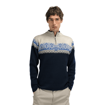 DALE OF NORWAY MEN'S MORITZ SWEATER - NAVY SAND ULTRAMARINE front