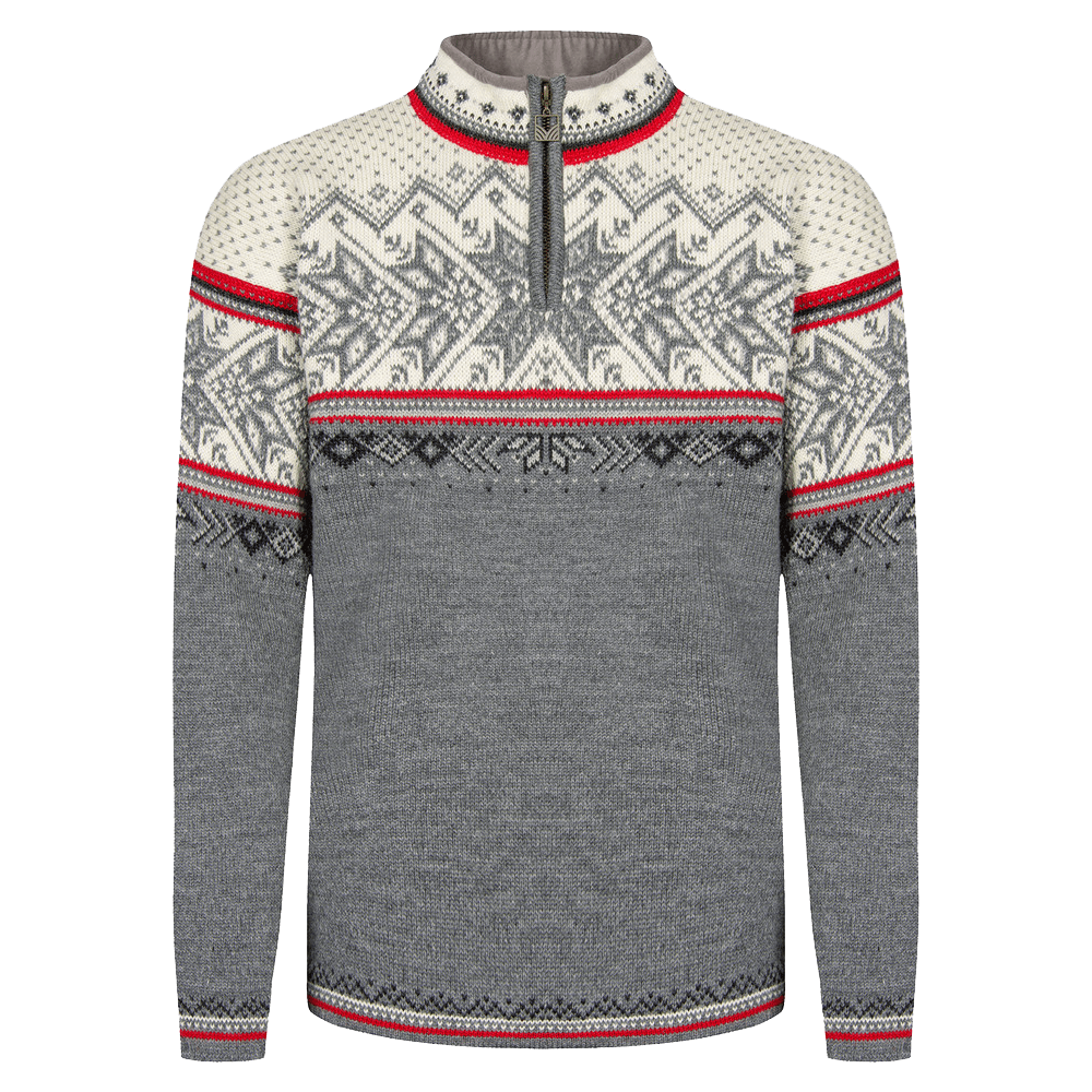 DALE OF NORWAY VAIL MEN'S SWEATER - SMOKE OFFWHITE RASPBERRY