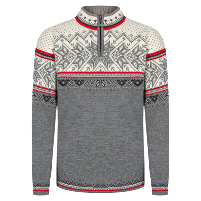 DALE OF NORWAY VAIL MEN'S SWEATER - SMOKE OFFWHITE RASPBERRY