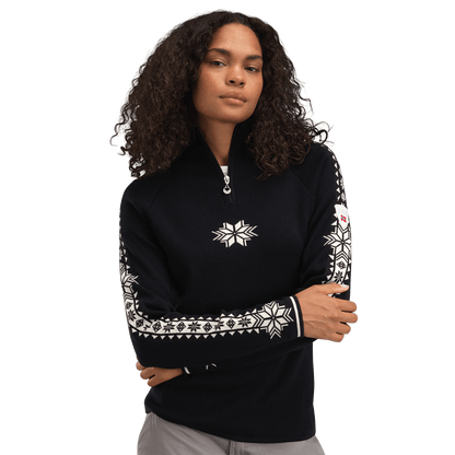 DALE OF NORWAY WOMEN'S GEILO SWEATER - BLACK OFFWHITE