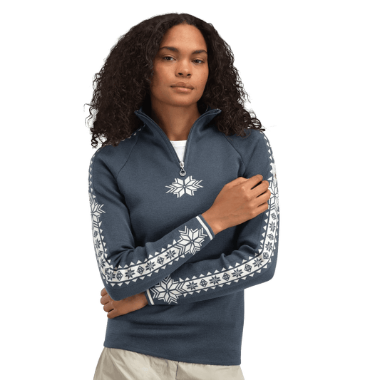 DALE OF NORWAY WOMEN'S GEILO SWEATER - STEEL OFFWHITE