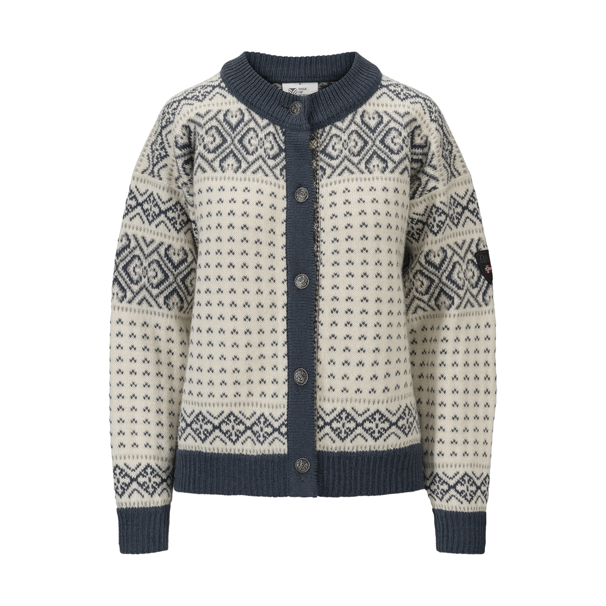 DALE OF NORWAY WOMEN'S HANNAH CARDIGAN - OFFWHITE STEEL LIGHTCHARCOAL