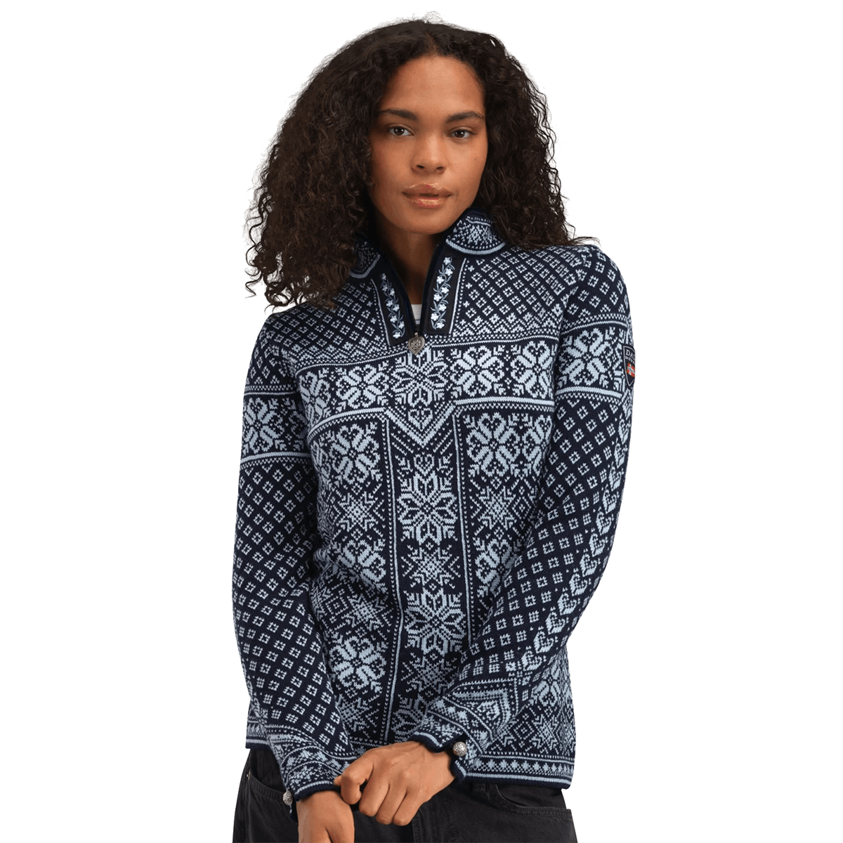 DALE OF NORWAY WOMEN'S PEACE SWEATER - NAVY ICEBLUE