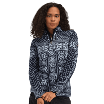 DALE OF NORWAY WOMEN'S PEACE SWEATER - NAVY ICEBLUE