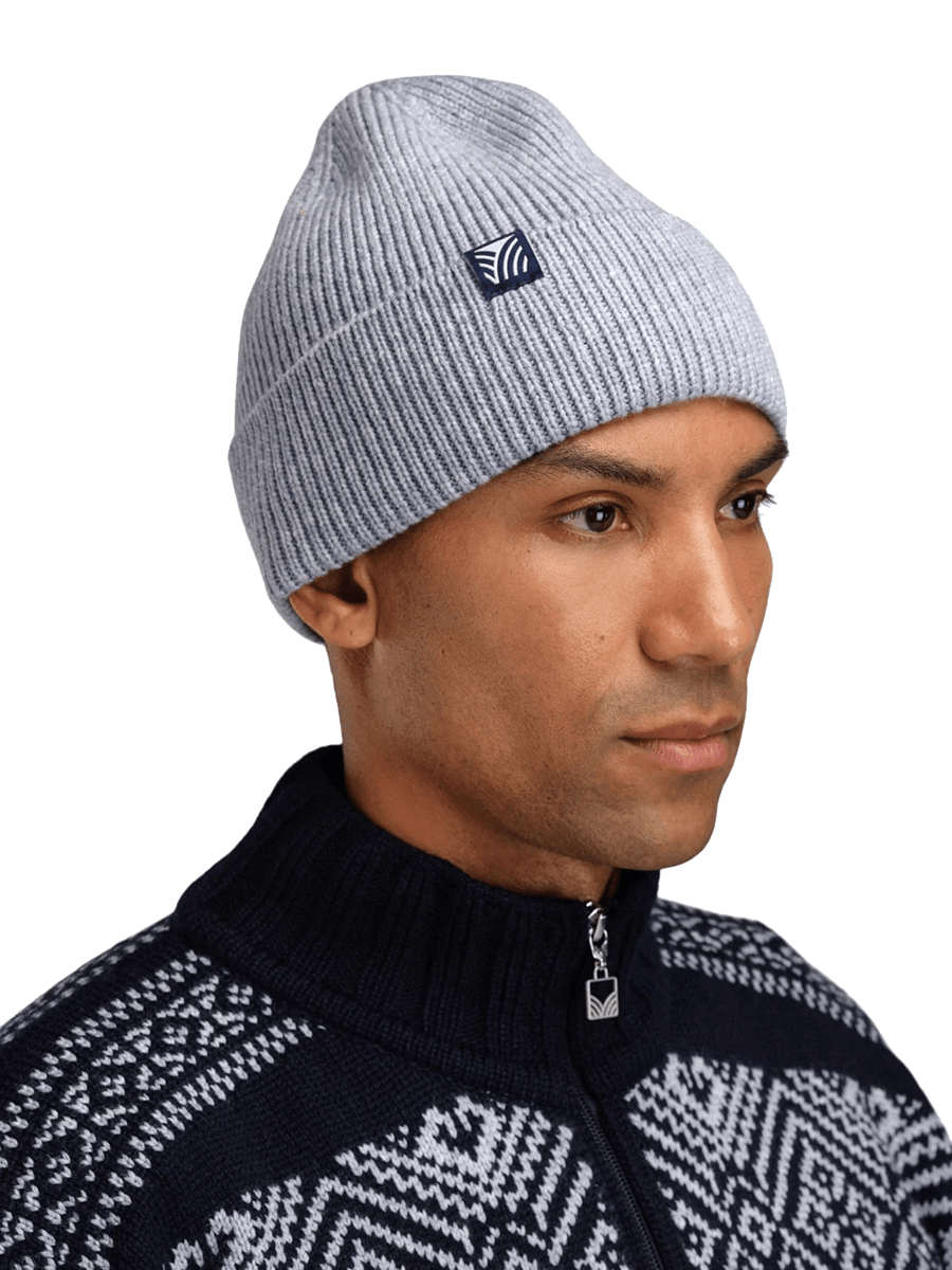 DALE OF NORWAY BOUVET BEANIE HAT - LIGHTBLUE MEL. male model