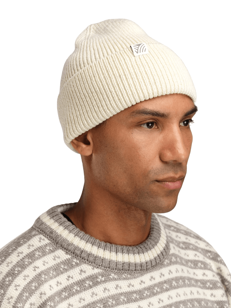 DALE OF NORWAY BOUVET BEANIE HAT - OFFWHITE with male model