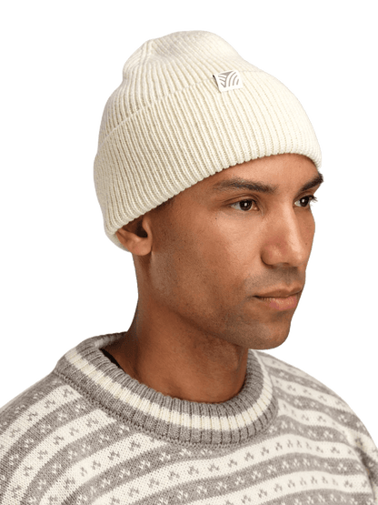 DALE OF NORWAY BOUVET BEANIE HAT - OFFWHITE with male model